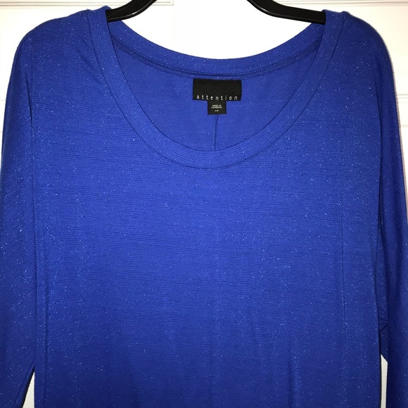 Attention Bright Blue Sparkle Top~ B17 - Picture 3 of 4